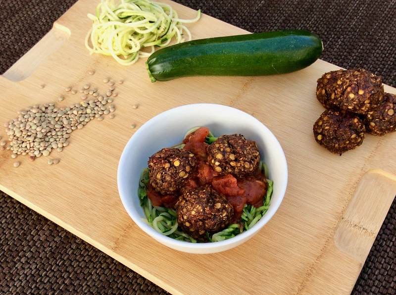 vegetarian meatballs with zucchini noodles. healthy pasta recipes