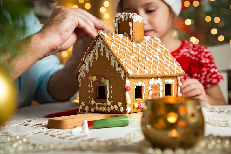 family building gingerbread house.